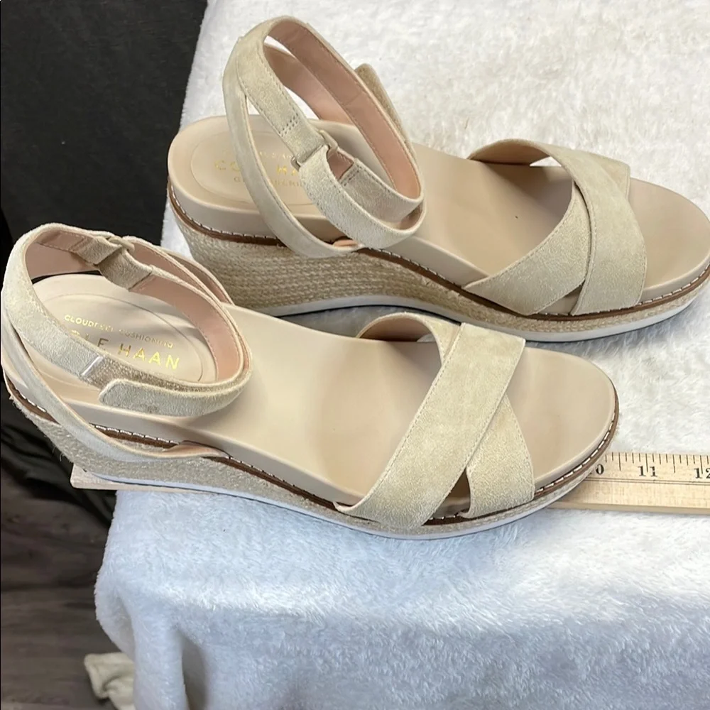 Cole Haan Cream‎ Wedge Sandals with Ankle Strap